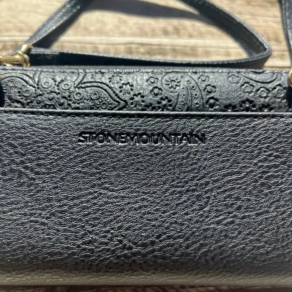 Stone Mountain Convertible Wallet Crossbody Black Embossed Travel Organizer - Picture 5 of 16